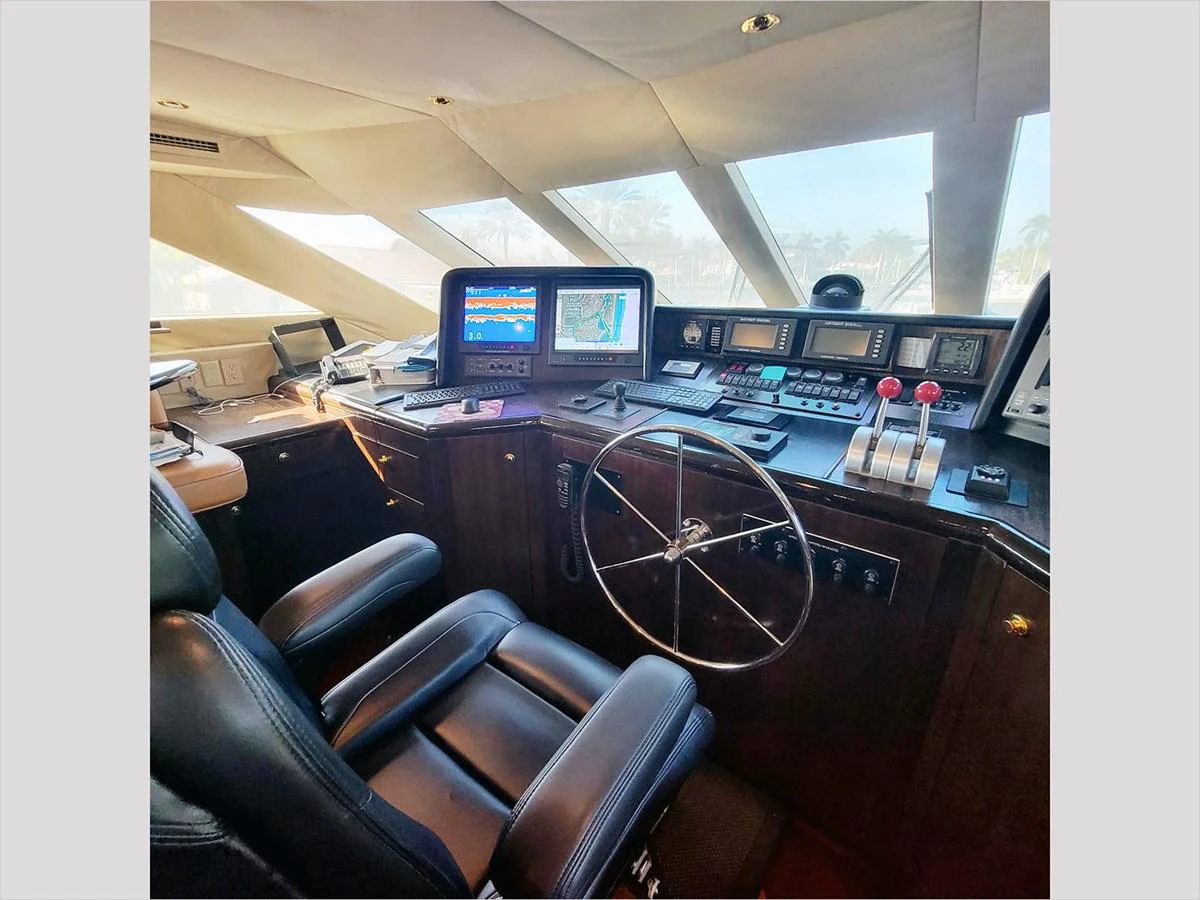 a room with many computers aboard 100' HATTERAS 2001 CUSTOM YACHT Yacht for Sale