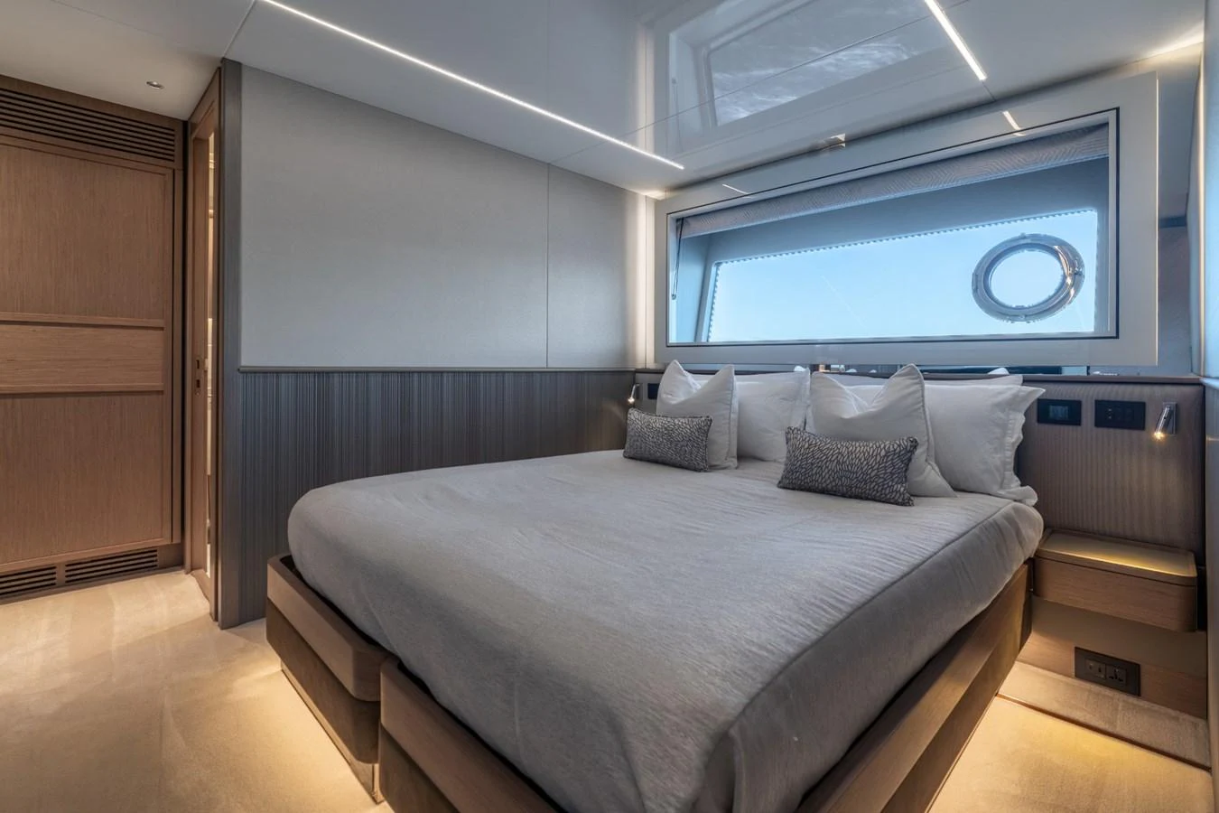 a bed in a room aboard AURELIUS Yacht for Sale