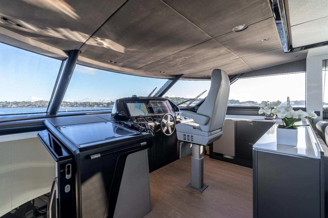 inside of a car aboard AURELIUS Yacht for Sale