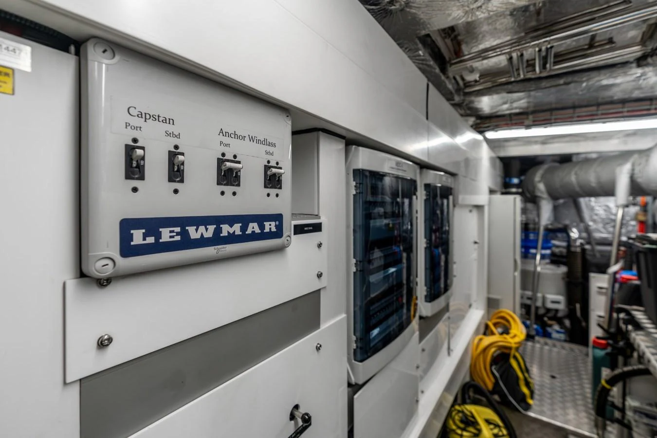 a machine with a blue label aboard AURELIUS Yacht for Sale