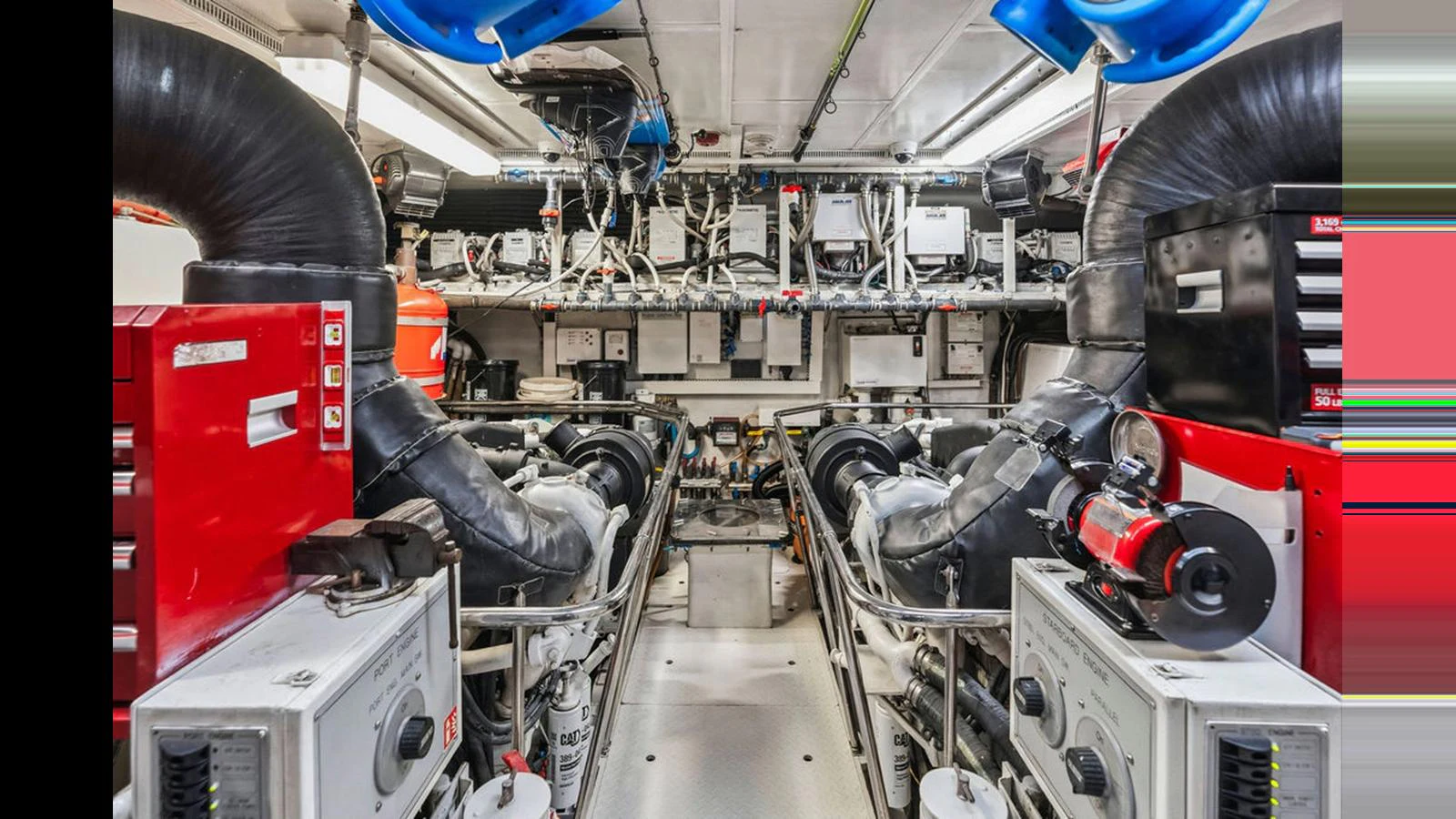 The yacht's engine room is equipped with advanced machinery and systems for optimal performance. aboard PERFECT HARMONY Yacht for Sale