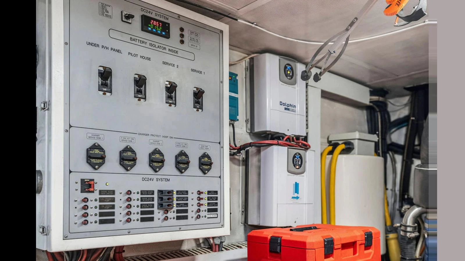 The engine room features advanced control panels and equipment for optimal yacht operation. aboard PERFECT HARMONY Yacht for Sale