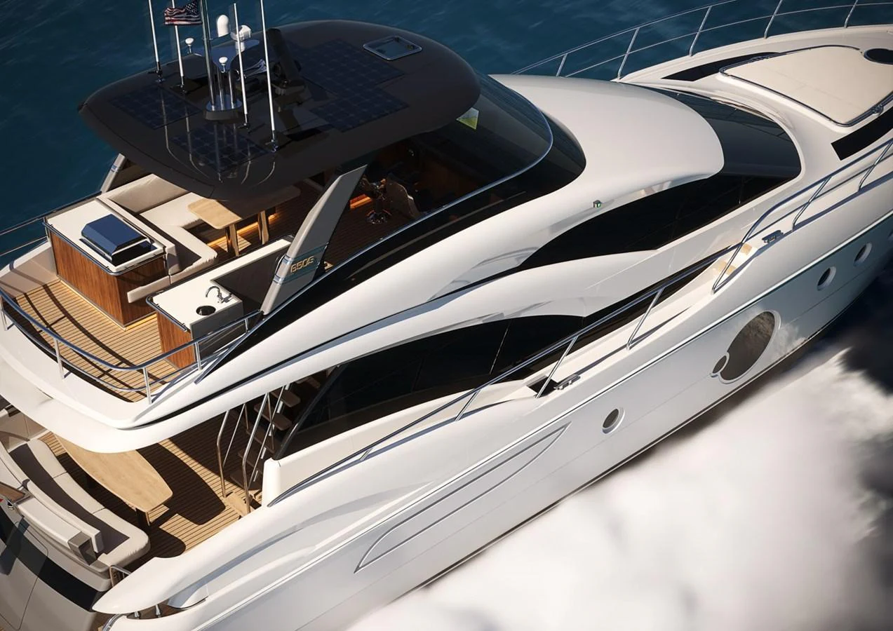 A sleek and modern yacht glides through the water, showcasing its elegant design and luxurious amenities. aboard NEPTUNUS 750S Yacht for Sale