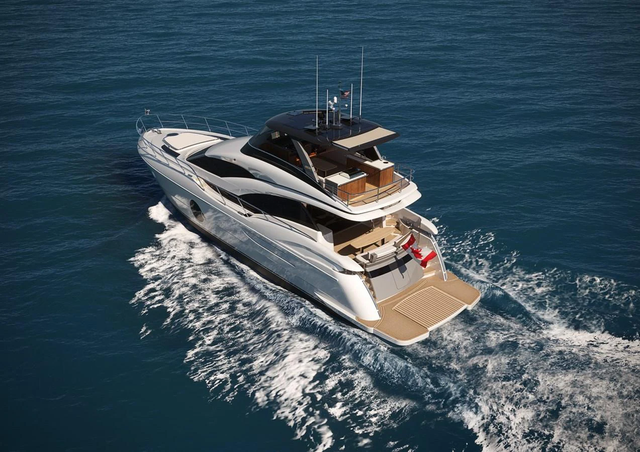 A sleek and modern yacht cruises through the open sea, showcasing its elegant design and spacious deck. aboard NEPTUNUS 750S Yacht for Sale