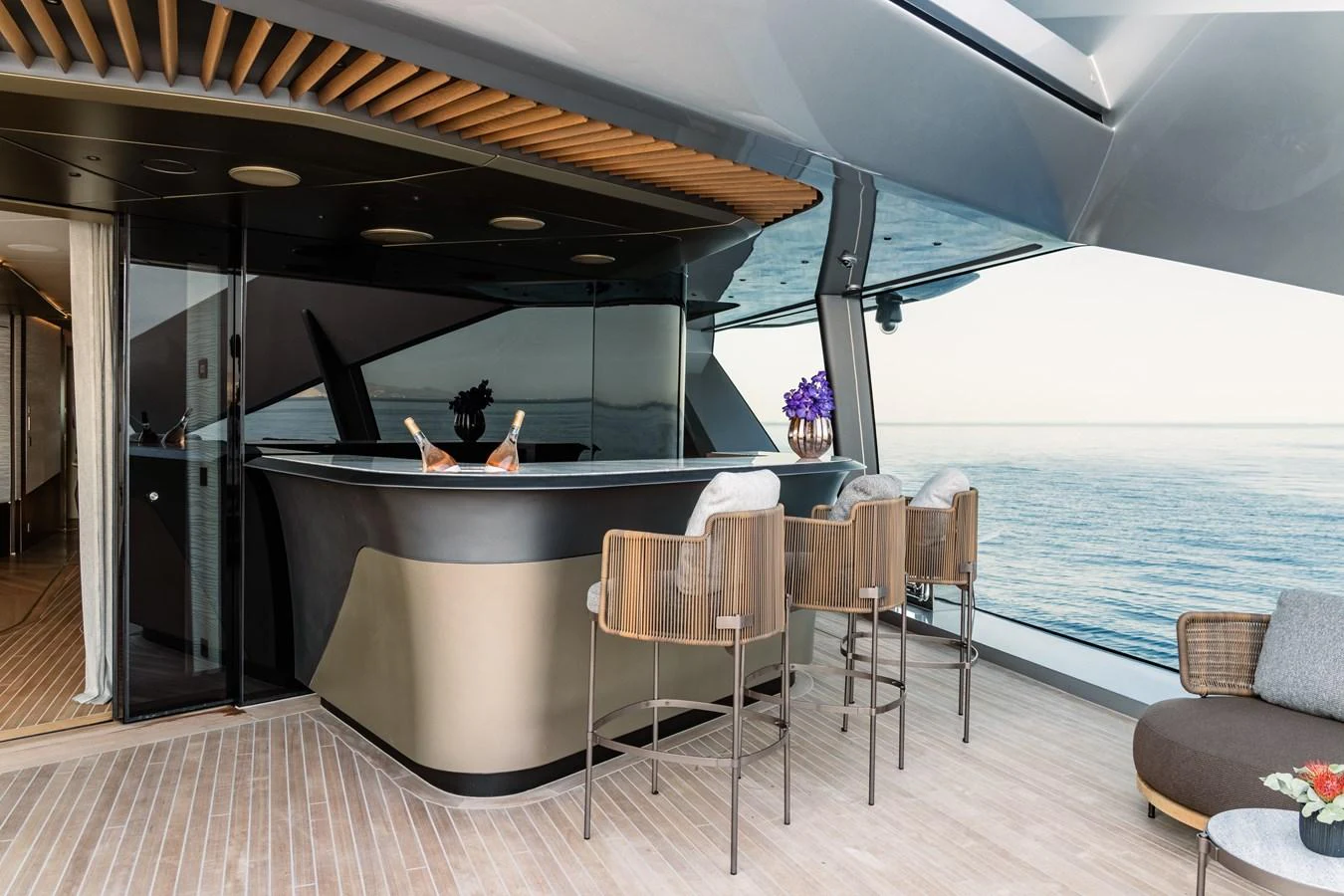 a room with a table and chairs aboard THIS IS IT I Yacht for Sale