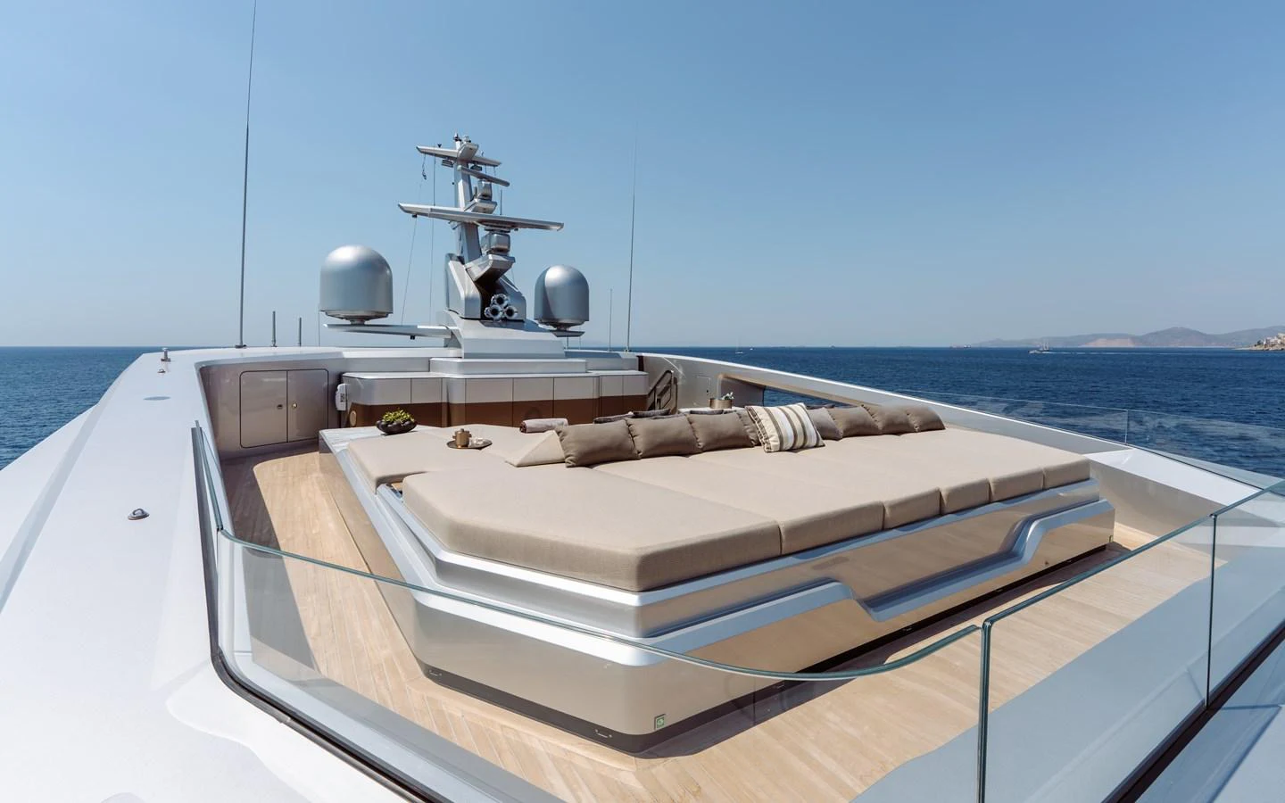a large white bed on a boat aboard THIS IS IT I Yacht for Sale