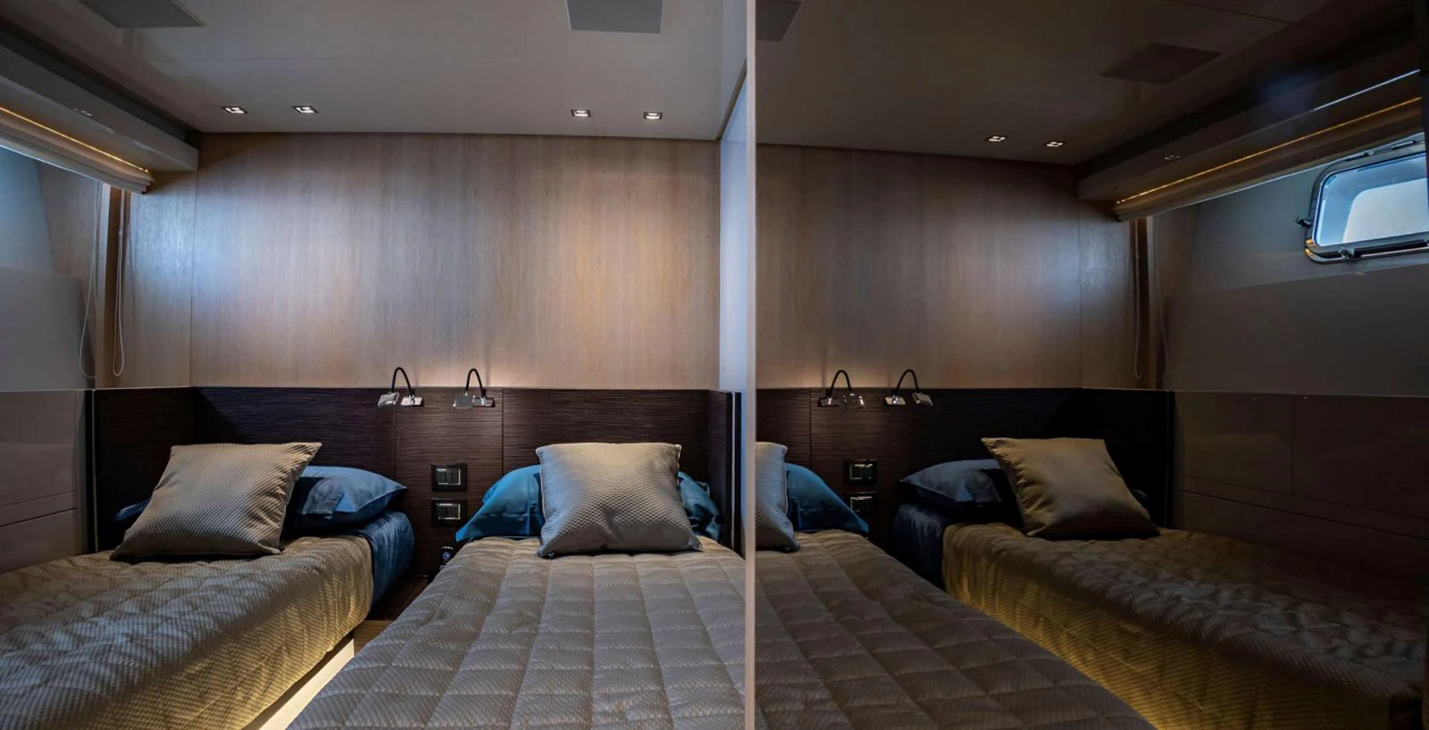 a room with two beds aboard AMAN - SL96 Yacht for Sale