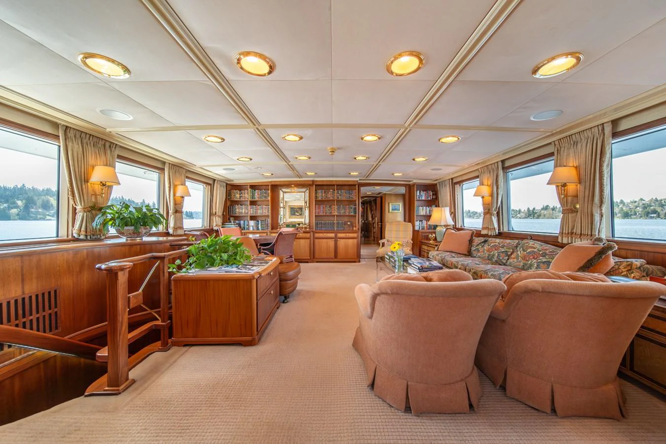 a large living room with a large open floor plan aboard ESCAPE OF LONDON Yacht for Sale