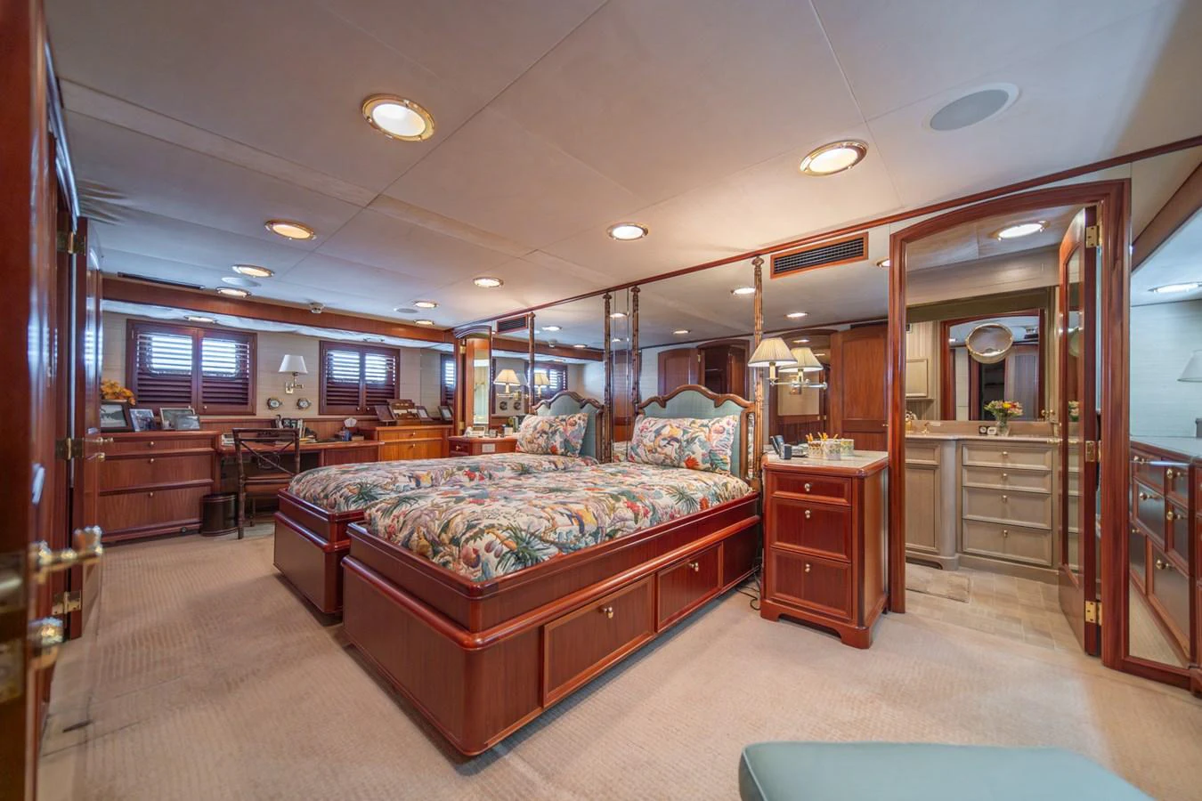 a bedroom with a bed aboard ESCAPE OF LONDON Yacht for Sale