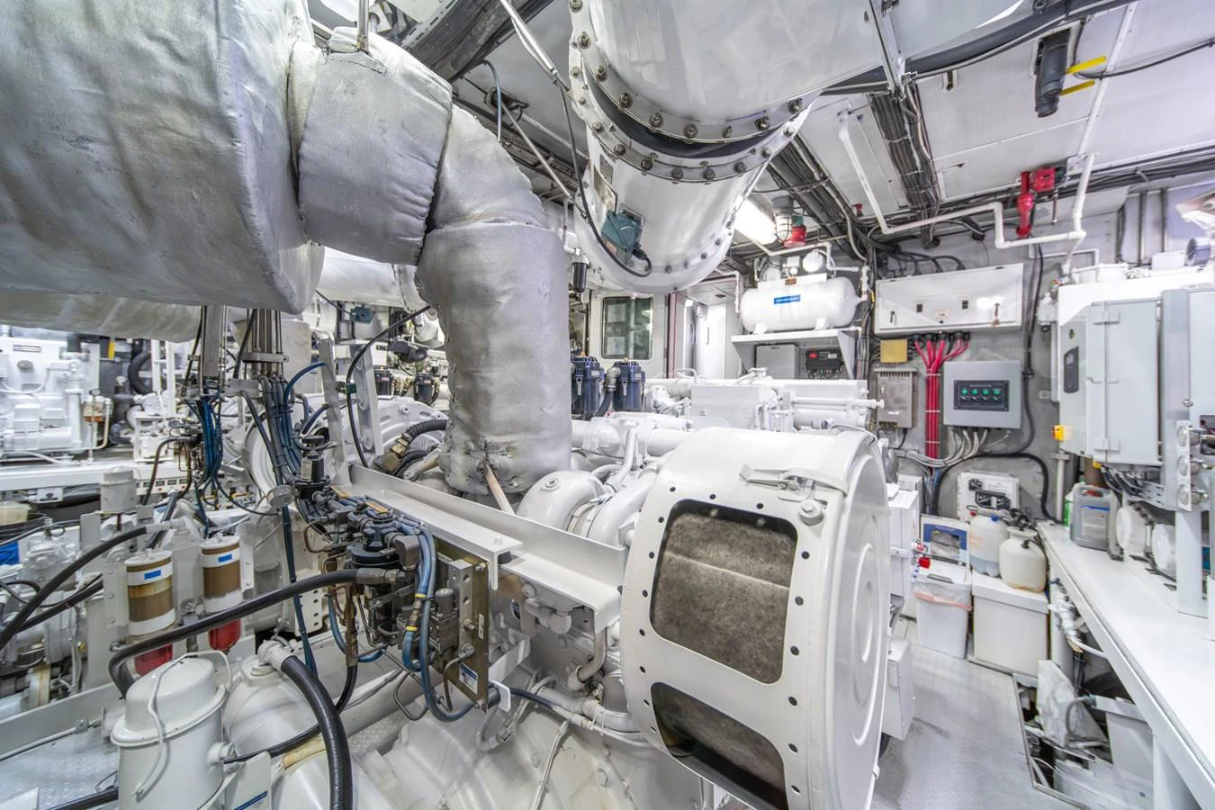 a large room with machinery aboard ESCAPE OF LONDON Yacht for Sale