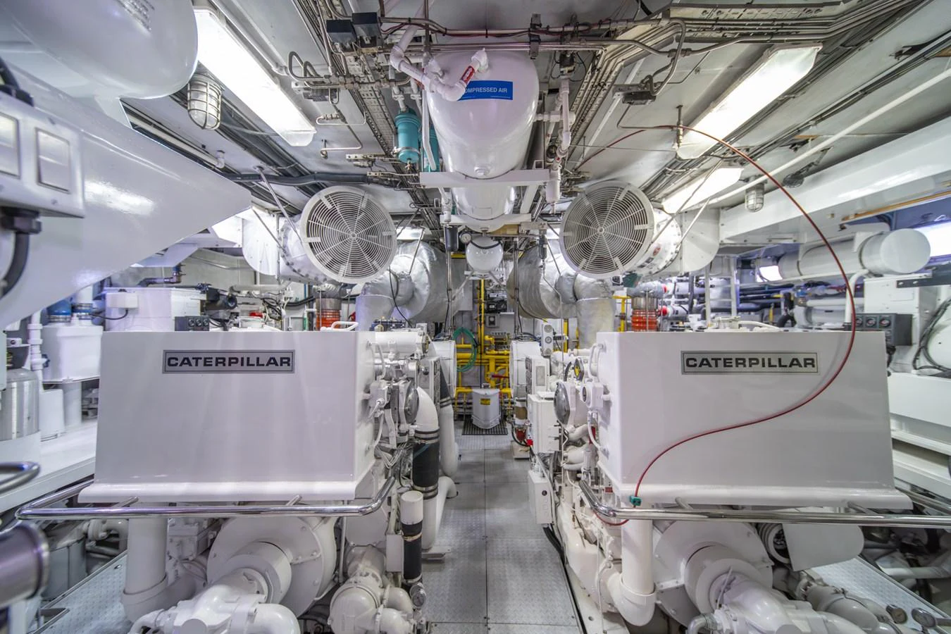 a large room with machinery aboard ESCAPE OF LONDON Yacht for Sale