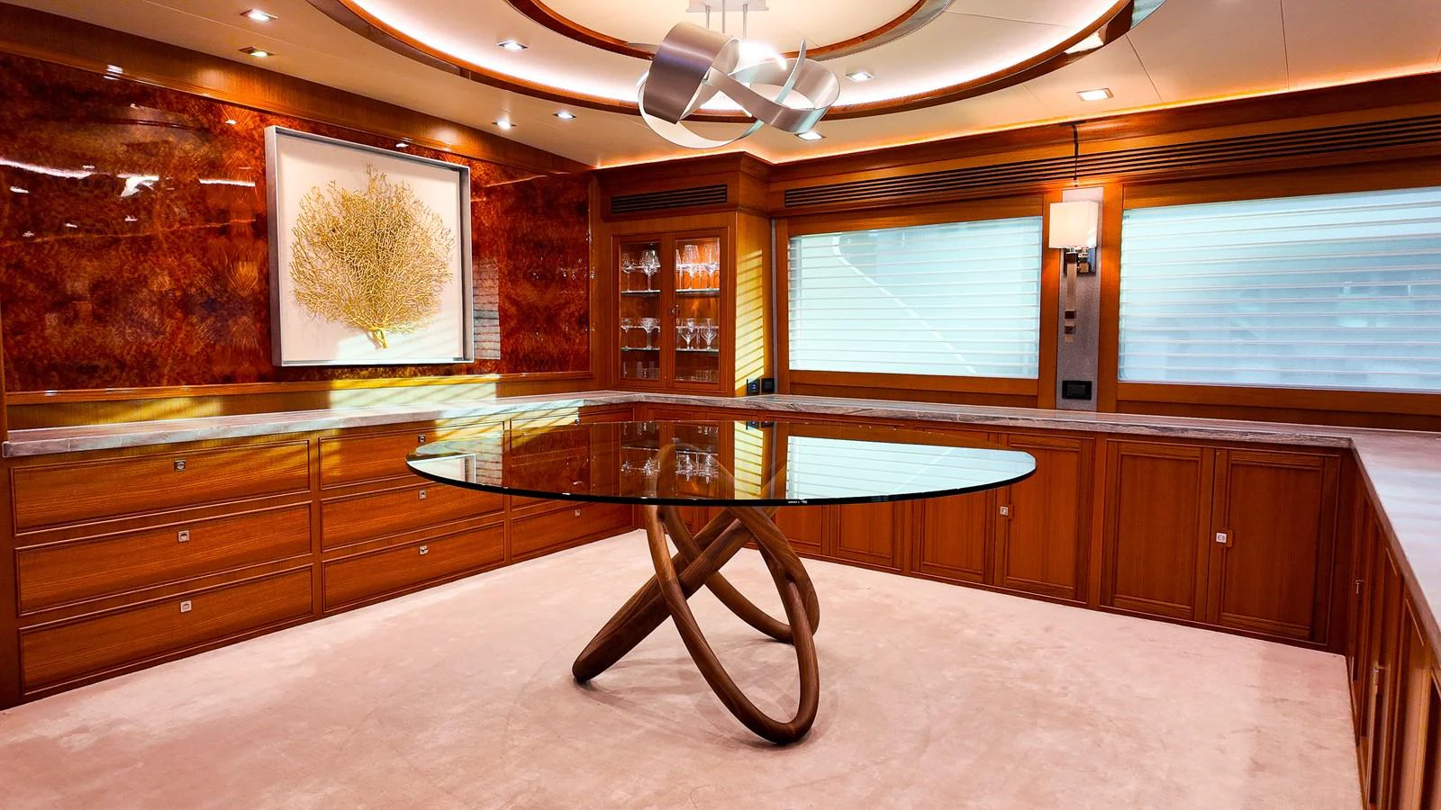 a room with a pool table aboard TOP TIMES Yacht for Sale