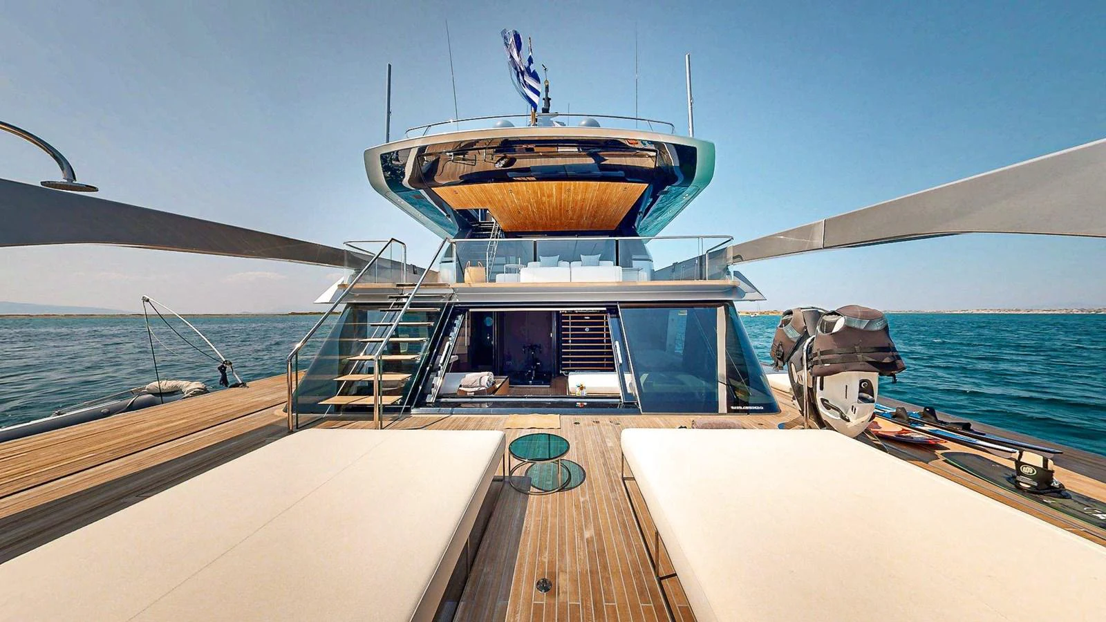 a boat on a body of water aboard JUST MARIE III Yacht for Sale