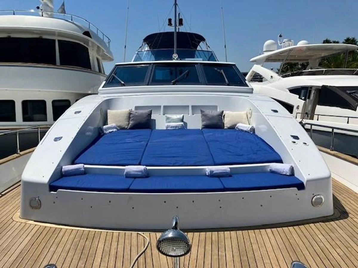 a boat on a deck aboard MISS CANDY Yacht for Sale