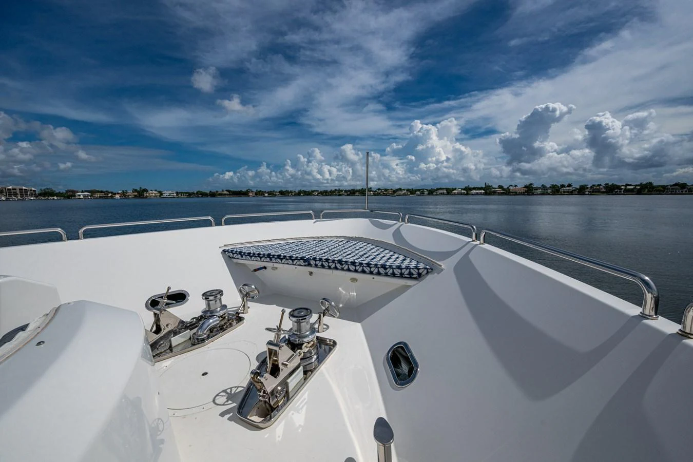 The bow of the yacht offers a spacious area with a clear view of the surrounding waters. aboard LILA CUY Yacht for Sale