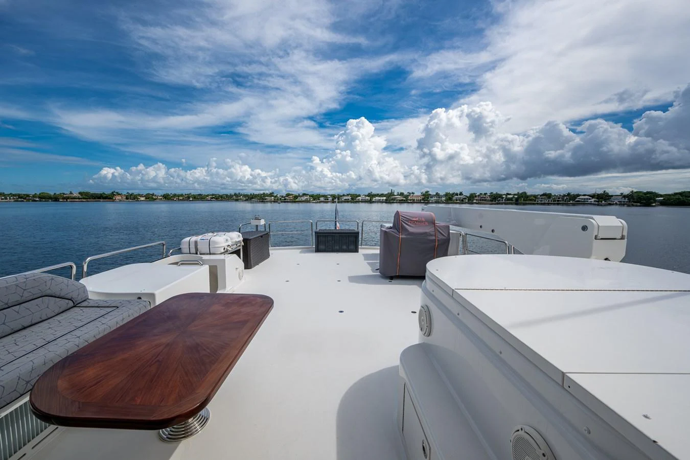 The aft deck offers a spacious and serene area for relaxation with stunning water views. aboard LILA CUY Yacht for Sale