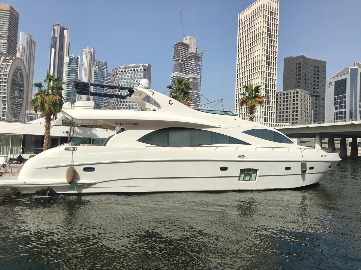 a white yacht in the water aboard HERMAS Yacht for Sale