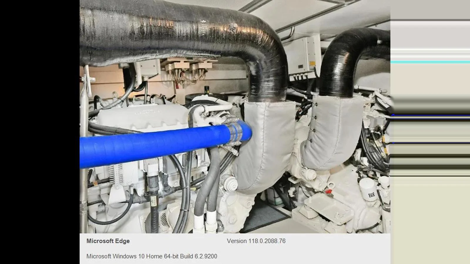 The image showcases the yacht's engine room with visible machinery and piping. aboard 2005 AZIMUT 68E Yacht for Sale
