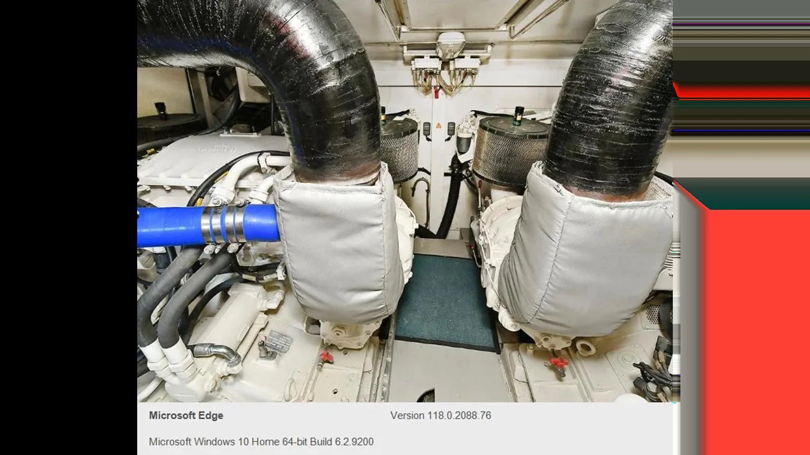 The image showcases the engine room with well-maintained machinery and piping. aboard 2005 AZIMUT 68E Yacht for Sale