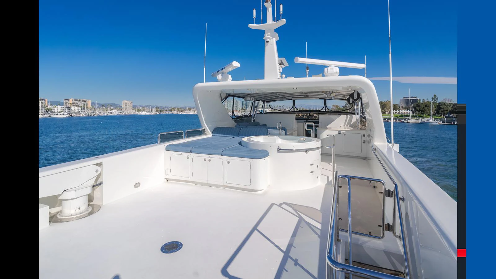 The flybridge offers a spacious and inviting area for relaxation and entertainment with stunning views of the surrounding waters. aboard ACTIVE OCTO Yacht for Sale