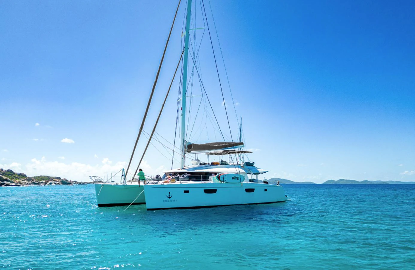 a sailboat on the water aboard TRUE STORY Yacht for Sale