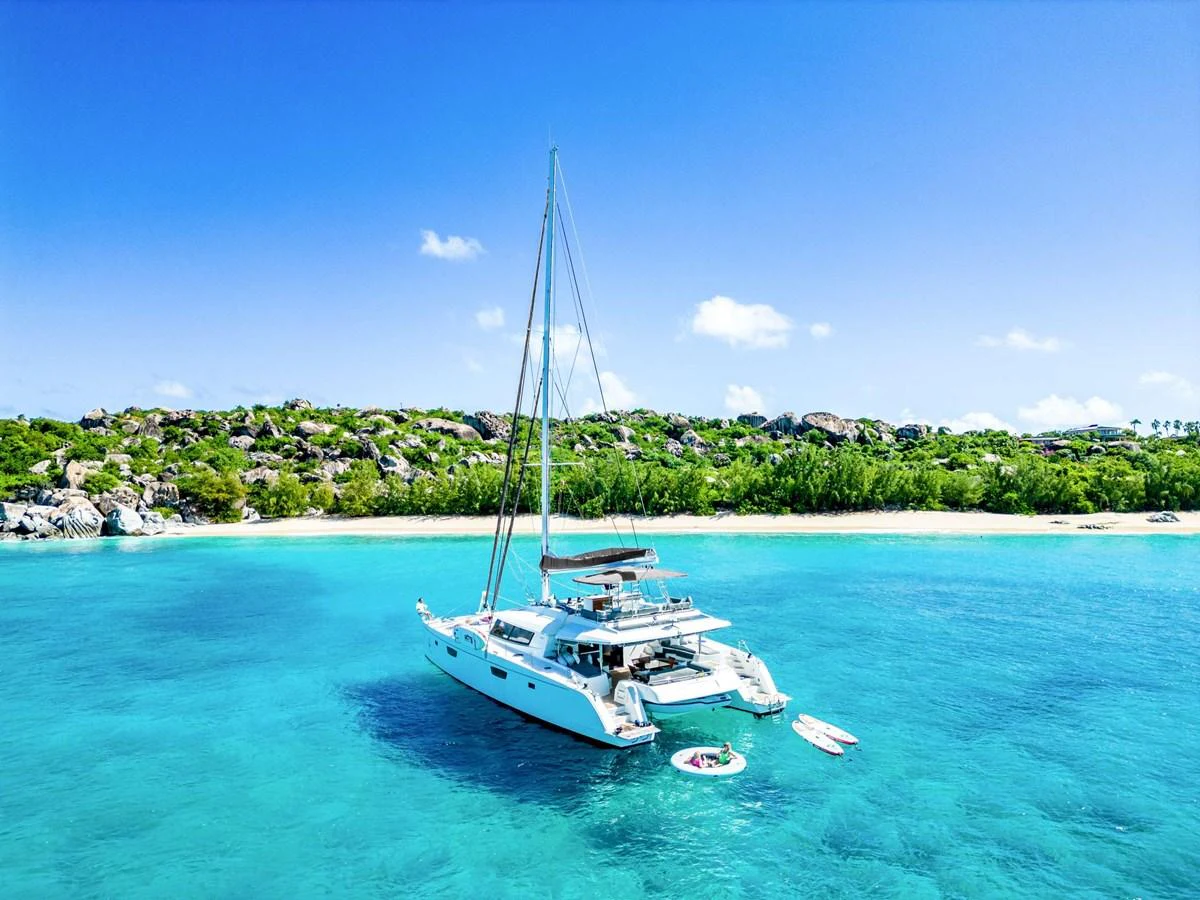 a boat sailing in the sea aboard TRUE STORY Yacht for Sale