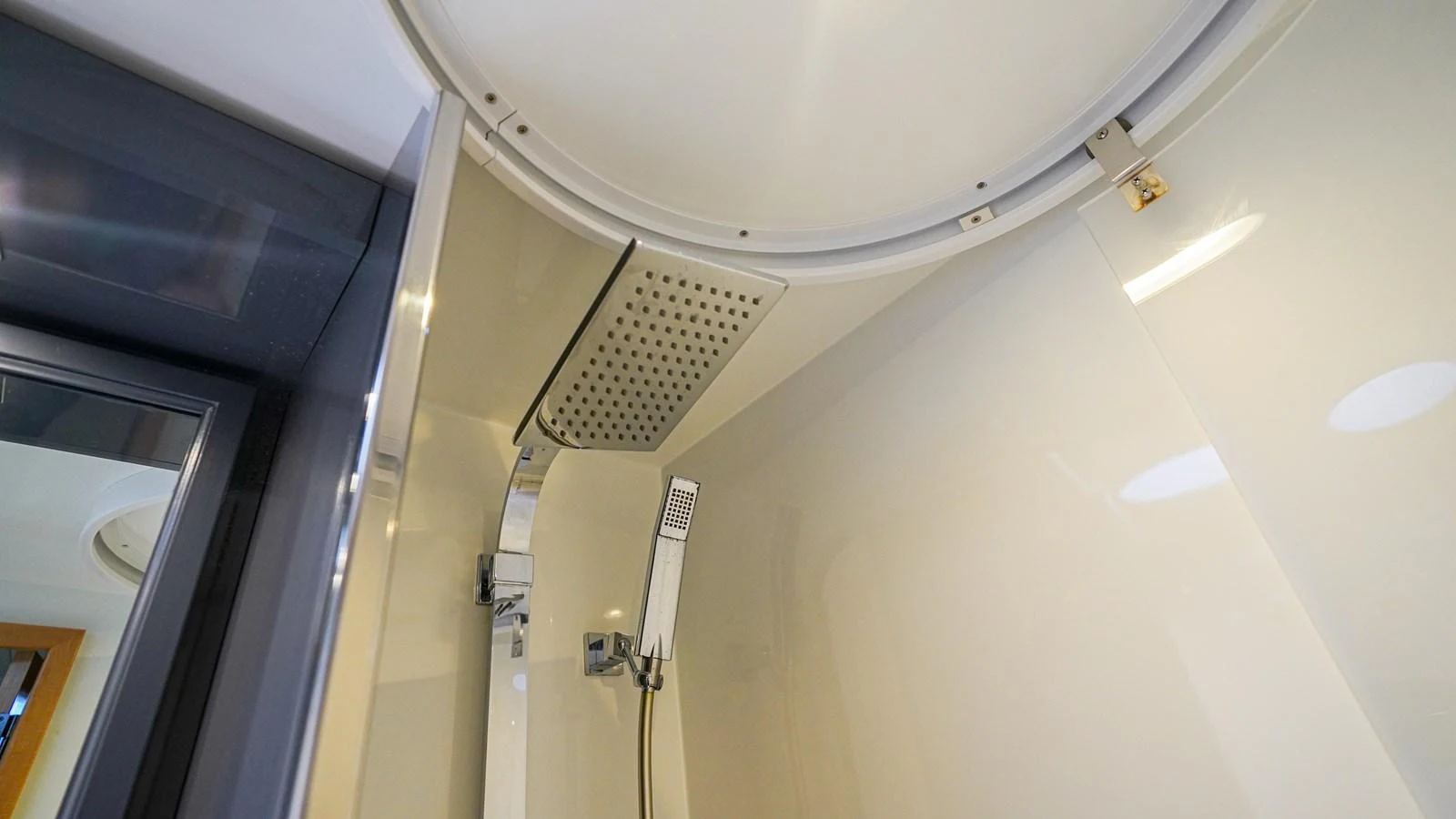 a white wall with a rectangular object on it aboard TRUE STORY Yacht for Sale