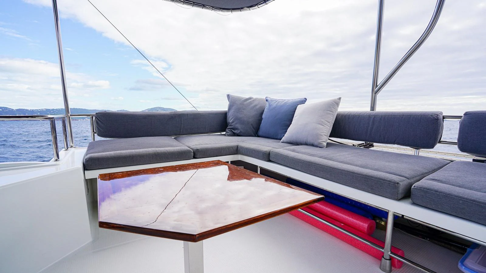 a couch on a boat aboard TRUE STORY Yacht for Sale