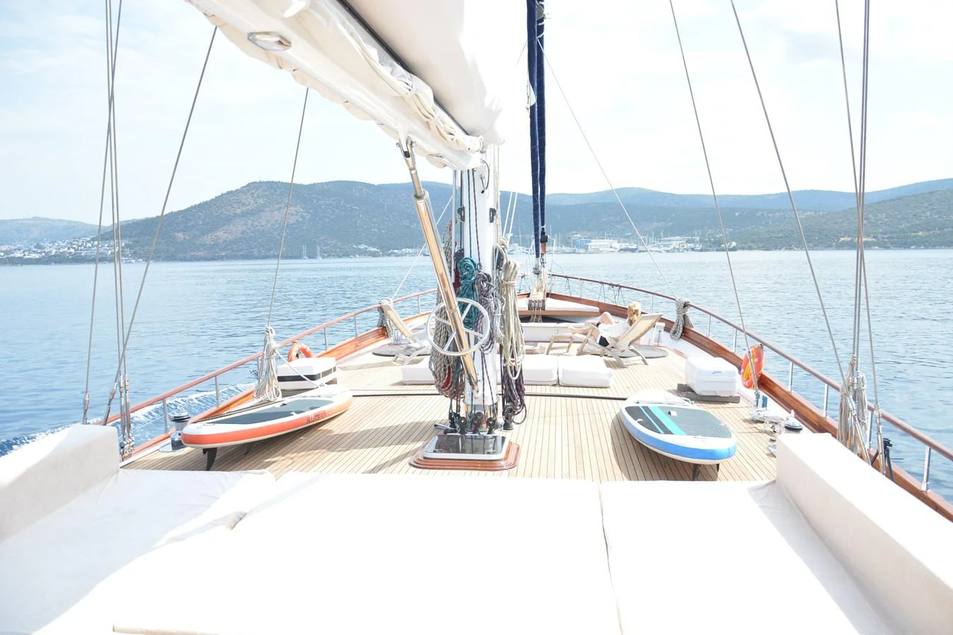 The yacht's deck offers a spacious and inviting area for relaxation and enjoyment on the water. aboard PAPA JOE Yacht for Sale