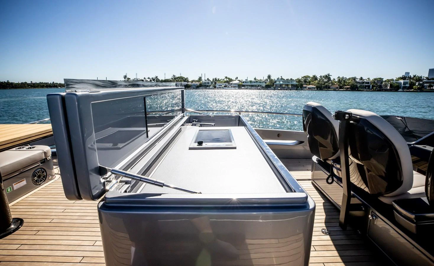 The yacht's sundeck features a sleek, modern design with ample space for relaxation and entertainment. aboard CIAO Yacht for Sale