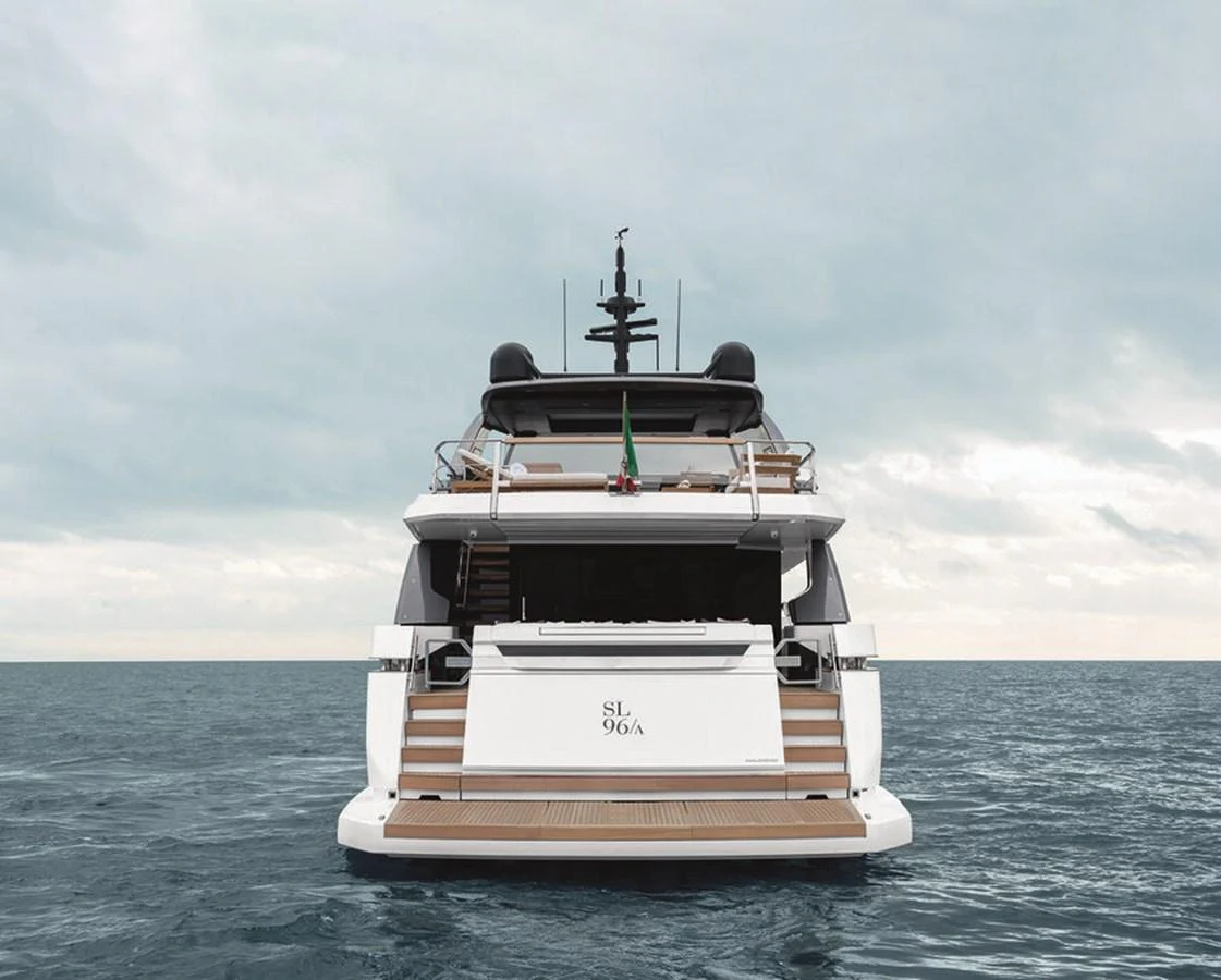 a boat in the water with Thomas Point Shoal Light in the background aboard SANLORENZO SL96 ASYMMETRIC #894 Yacht for Sale