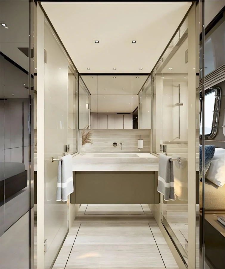 a bathroom with a bathtub aboard SANLORENZO SL96 ASYMMETRIC #894 Yacht for Sale