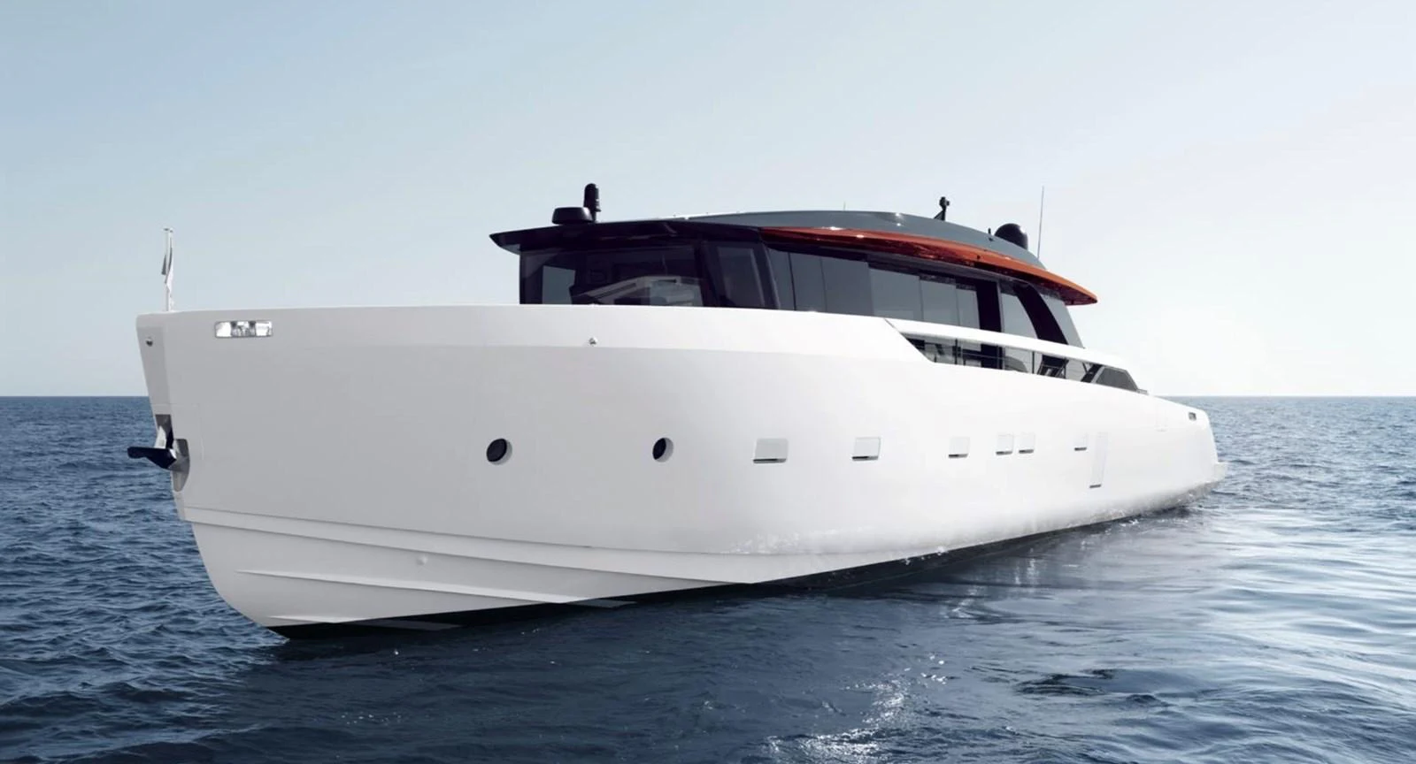 A sleek, modern yacht glides gracefully on the open water. aboard SP92 Yacht for Sale