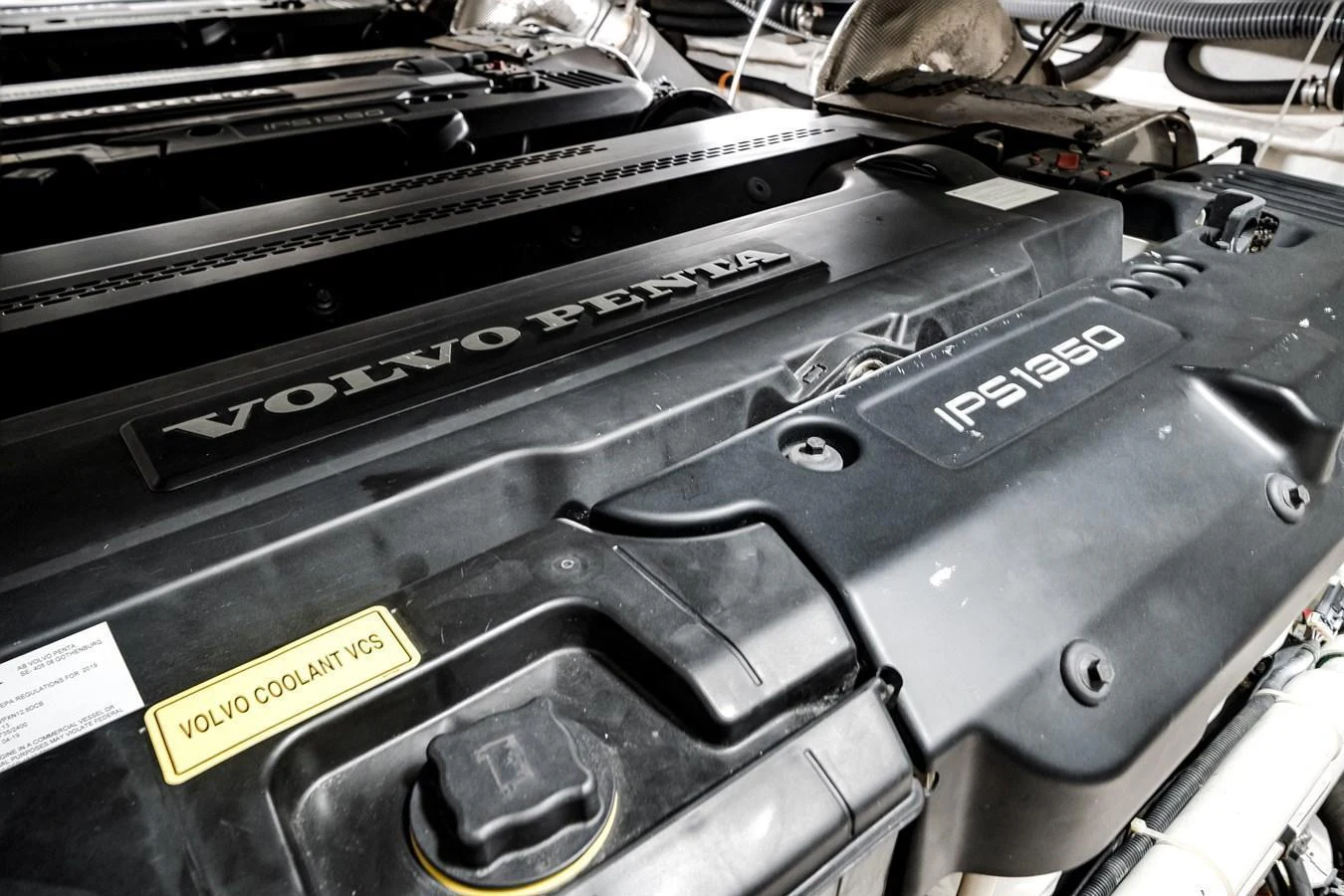 A close-up view of the yacht's powerful Volvo Penta IPS engine. aboard PARTNERSHIP V Yacht for Sale