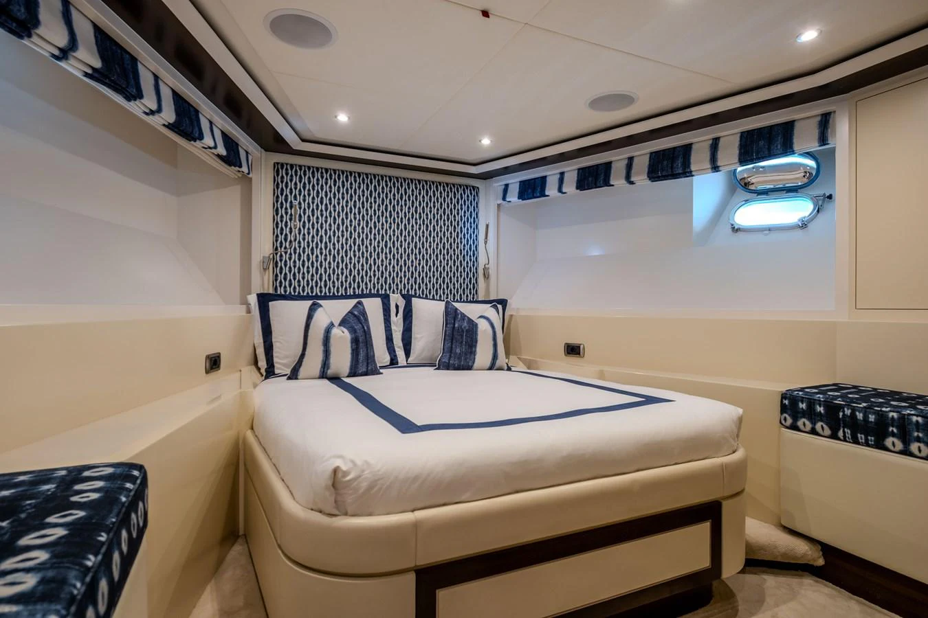 a room with a bed and a sink aboard MAHALO Yacht for Sale