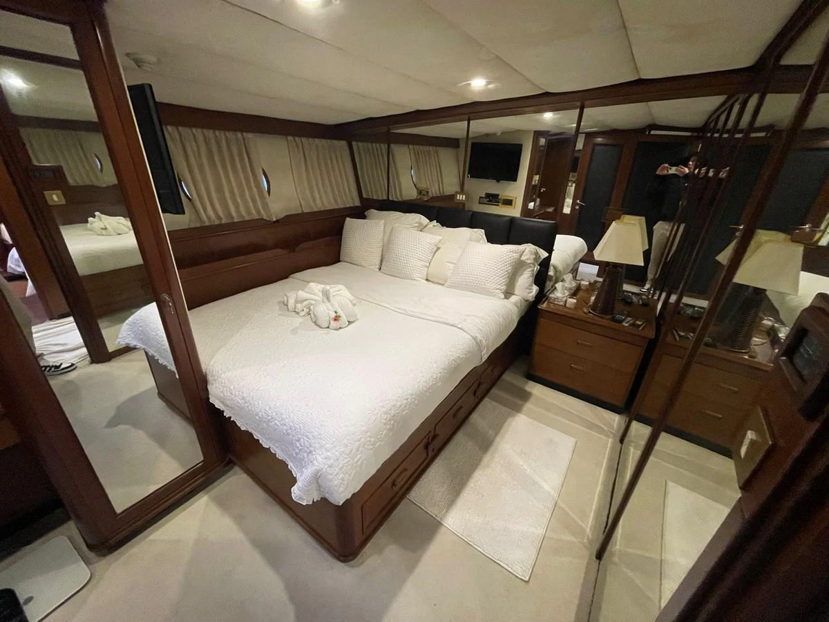 The stateroom features a comfortable bed with luxurious bedding and ample storage space. aboard ATB MAROC  CUSTOM MOTOR YACHT Yacht for Sale