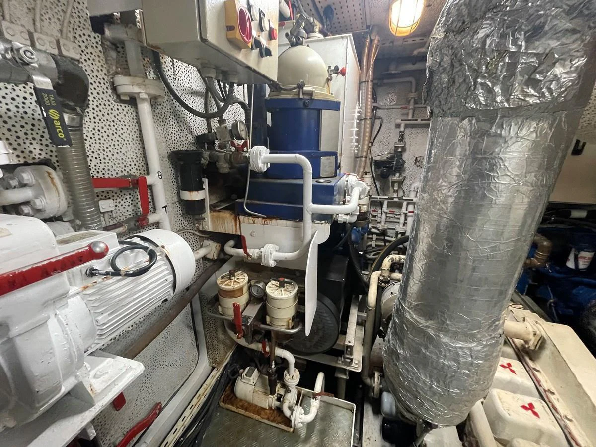 The image showcases the intricate and functional engine room of the yacht. aboard ATB MAROC  CUSTOM MOTOR YACHT Yacht for Sale