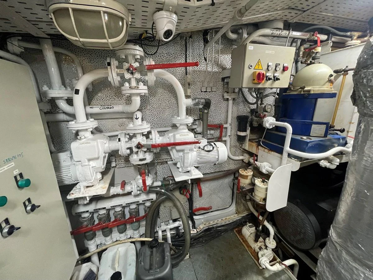 The image showcases the intricate and well-maintained engine room of the yacht. aboard ATB MAROC  CUSTOM MOTOR YACHT Yacht for Sale