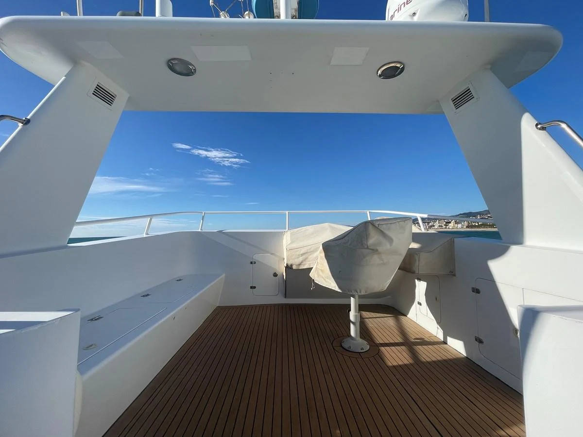 The flybridge offers a spacious area with seating and stunning views. aboard ATB MAROC  CUSTOM MOTOR YACHT Yacht for Sale