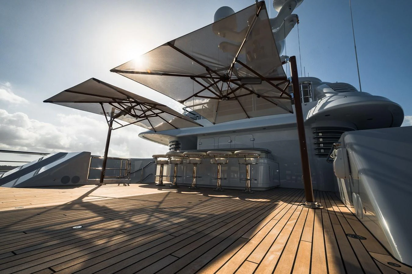 a helicopter on a deck aboard ROCINANTE Yacht for Sale