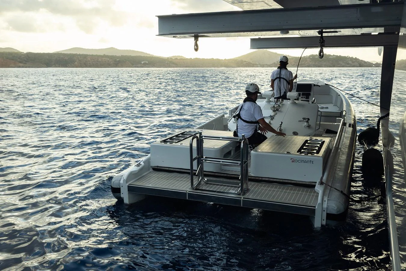 a group of men on a boat aboard ROCINANTE Yacht for Sale
