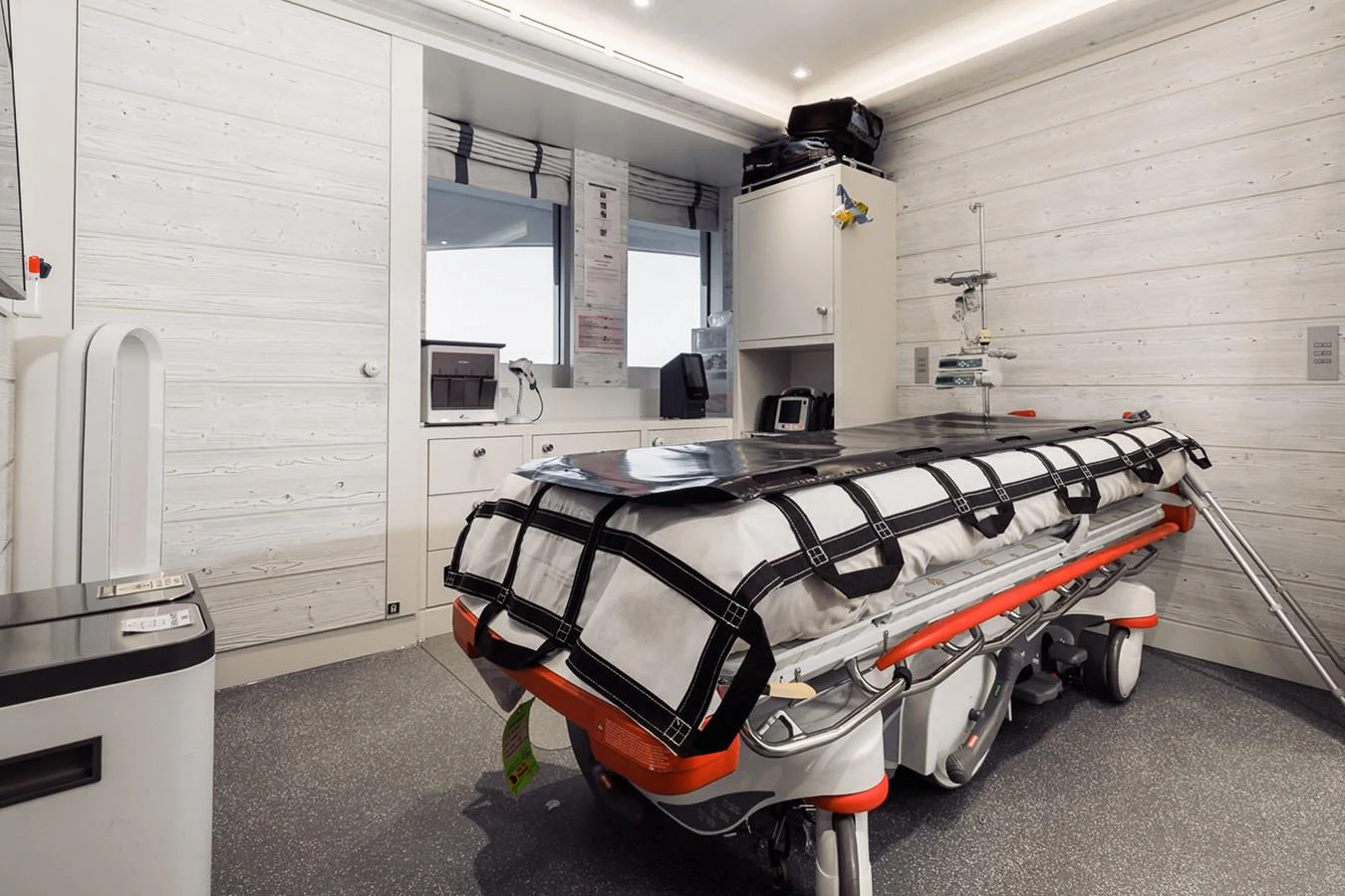 a large machine in a room aboard ROCINANTE Yacht for Sale