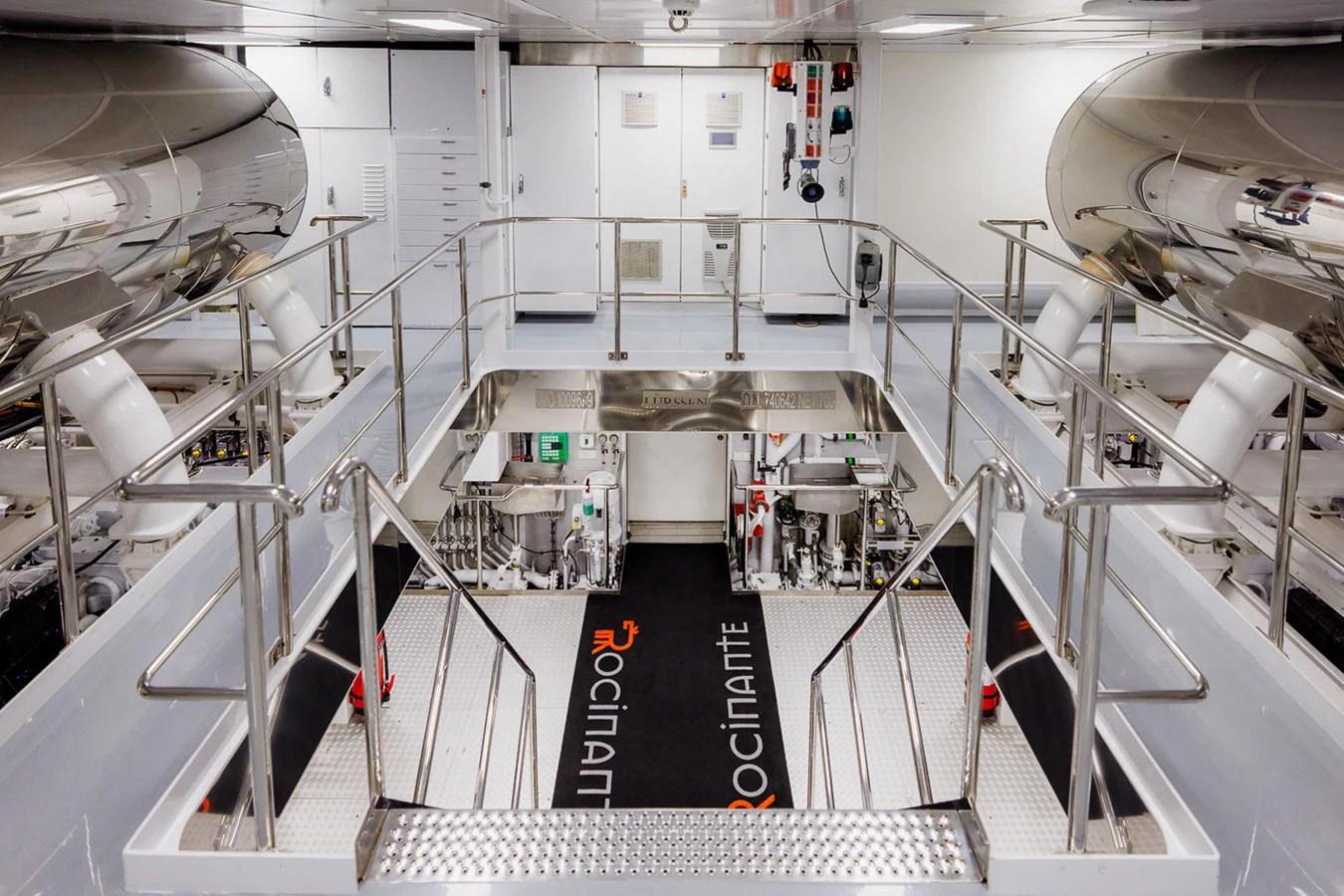 a large room with machinery aboard ROCINANTE Yacht for Sale