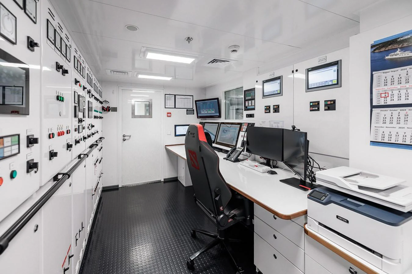 an office with computers aboard ROCINANTE Yacht for Sale
