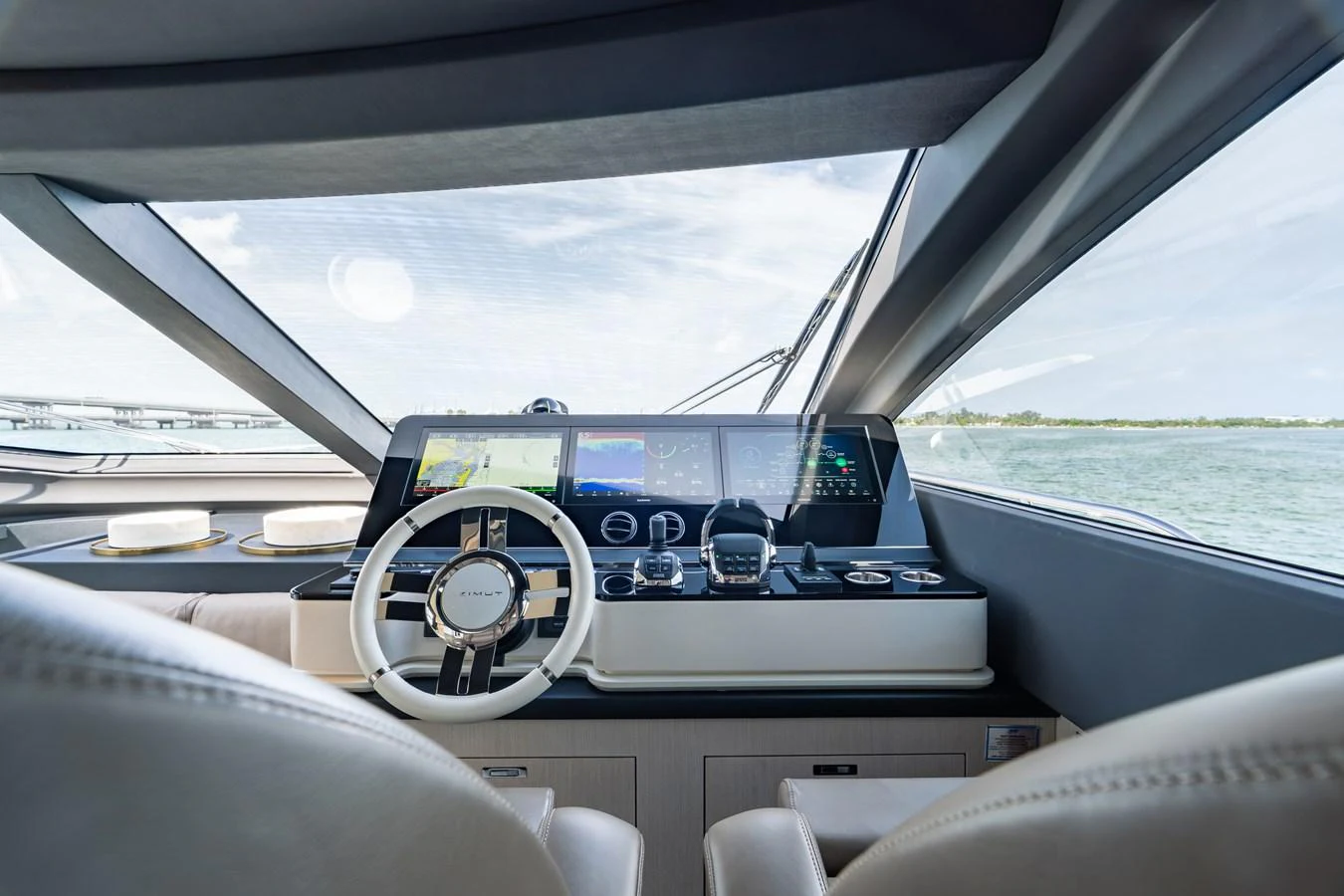The helm station offers a sophisticated and modern control center with panoramic views. aboard EUPHORIA Yacht for Sale