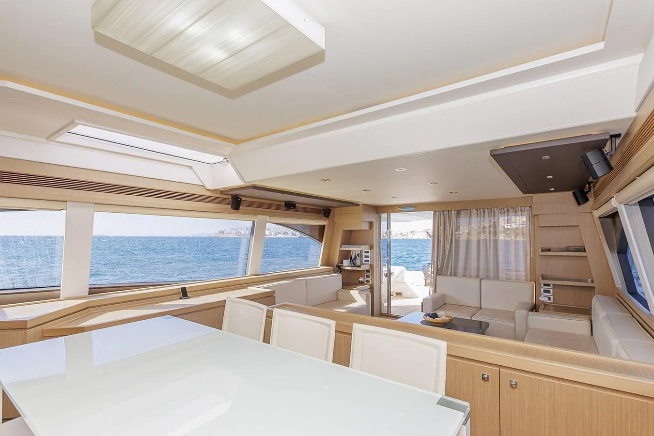 The salon offers a spacious and bright area with panoramic views of the sea. aboard M/Y EM- II Yacht for Sale