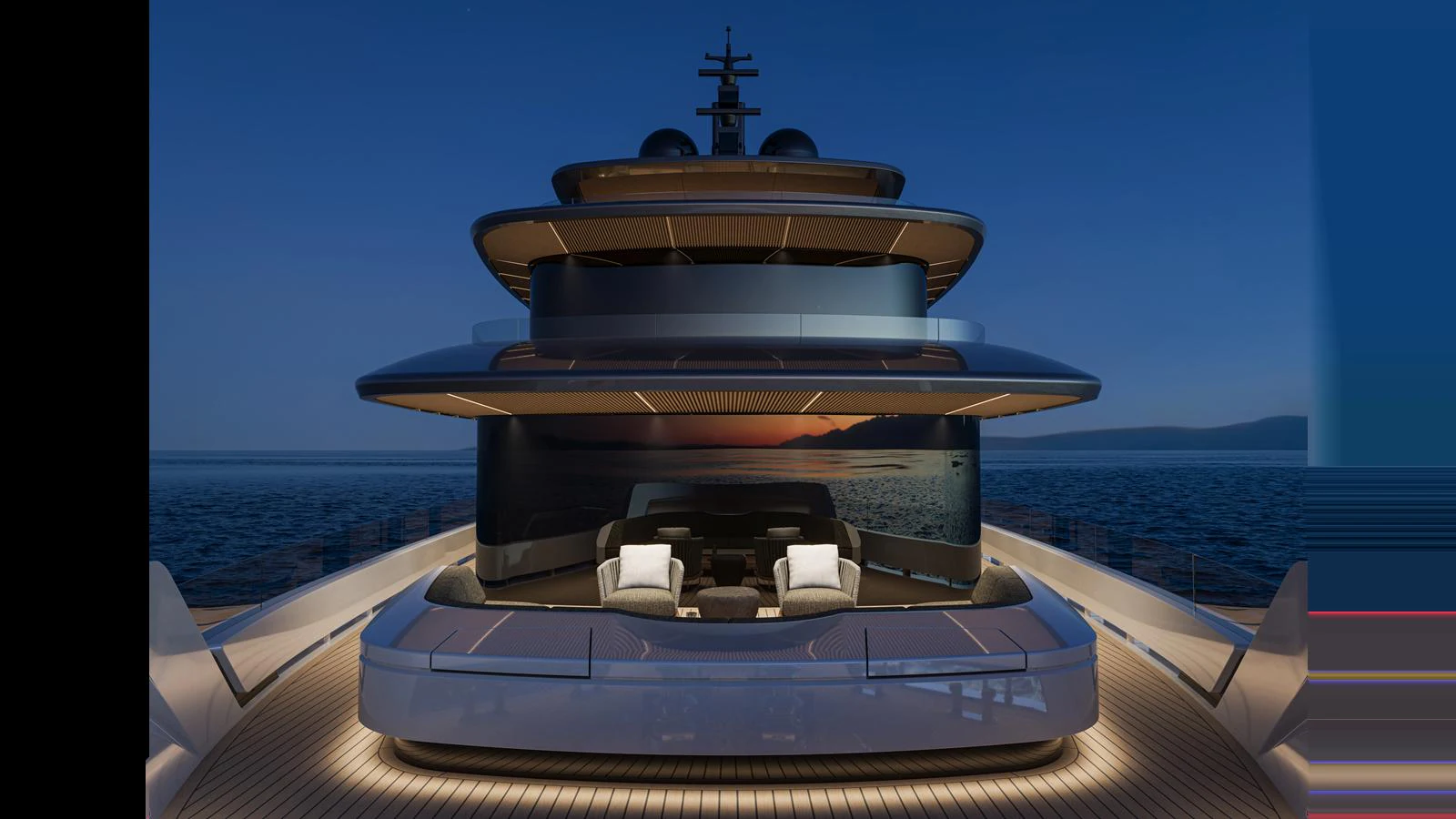 The yacht's bow area features a sleek, modern design with luxurious seating and expansive views. aboard X145 GLOBAL Yacht for Sale