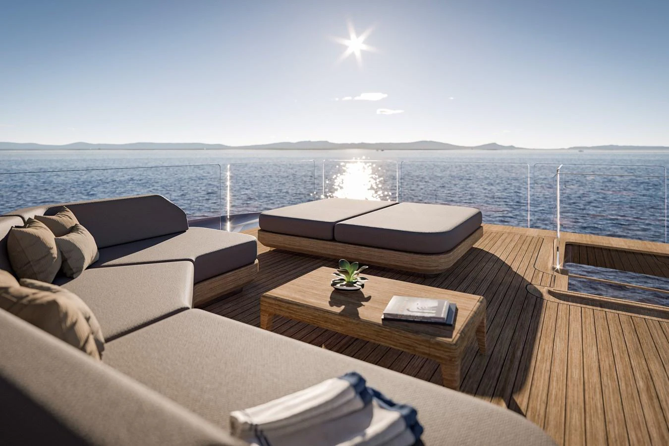 a deck with a table and chairs on it aboard TUXEDO 40 Yacht for Sale