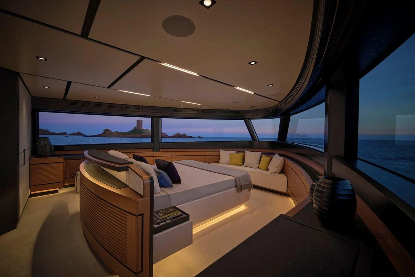 The master stateroom offers a luxurious and spacious retreat with panoramic ocean views. aboard CARAT Yacht for Sale