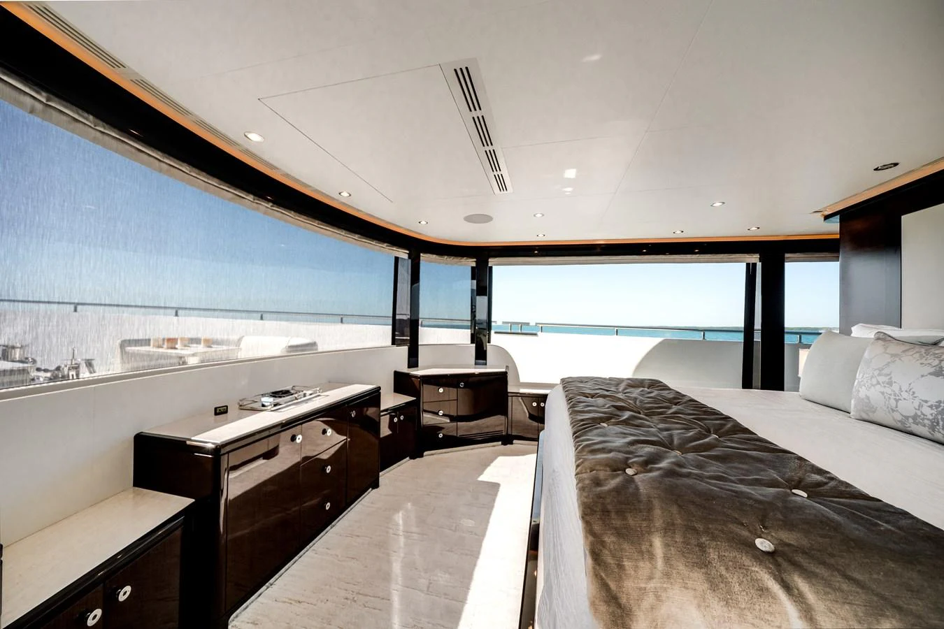 The master stateroom offers panoramic views and luxurious comfort. aboard OCEAN ALEXANDER 37L/01 Yacht for Sale